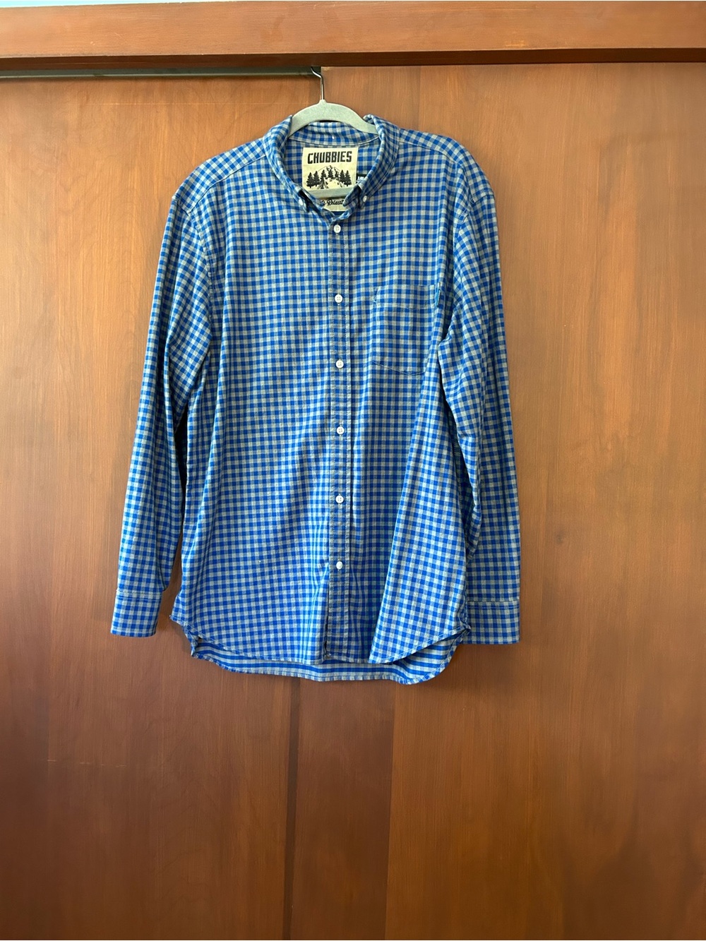 Chubbies Blue and Gray Gingham Button-Down Shirt